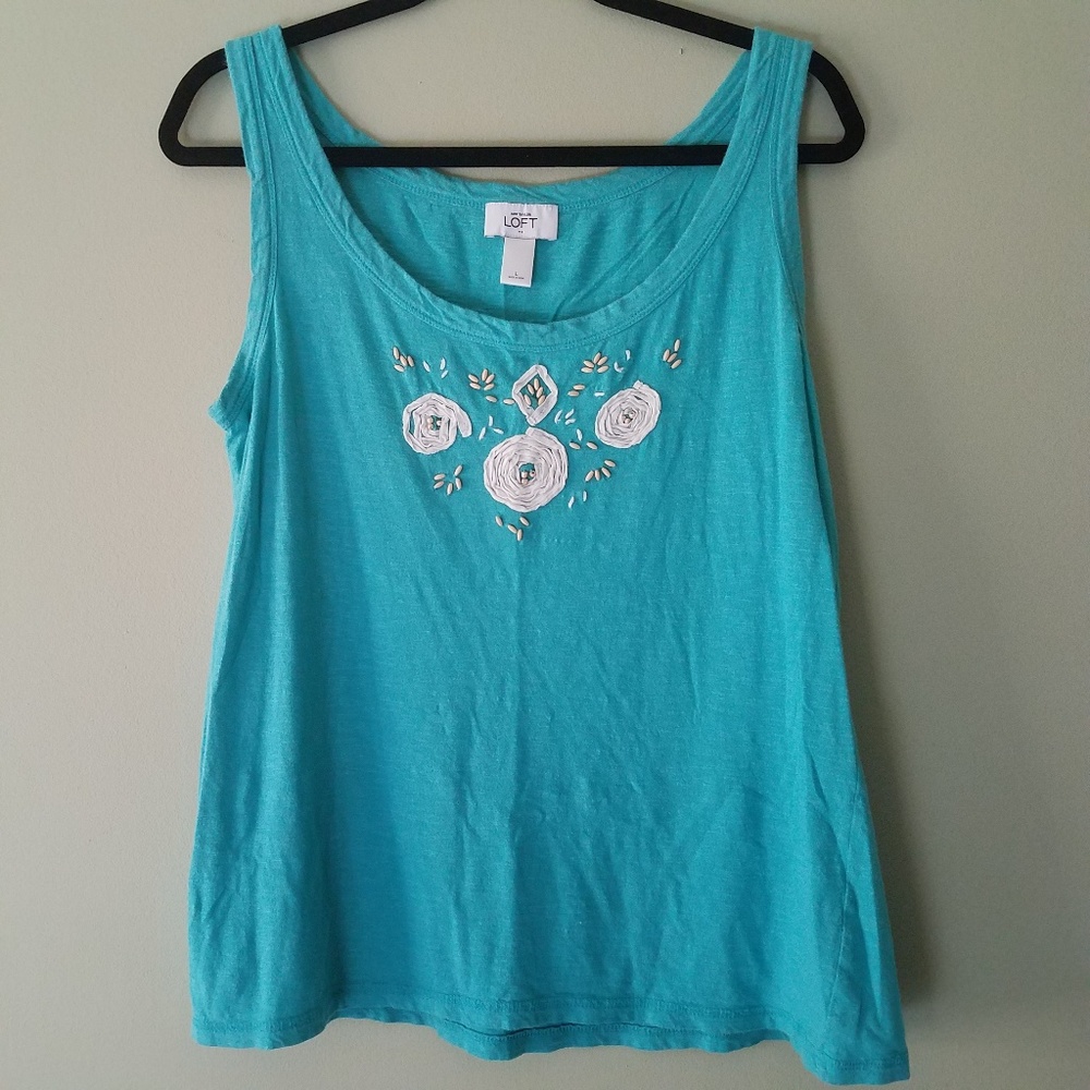 LOFT | Turquoise Embellished Tank - Picture 2 of 6